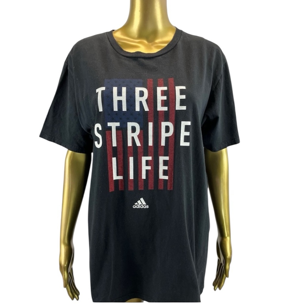 Adidas Three Stripe Life Men’s Black Cotton Go- To Tee Size Large